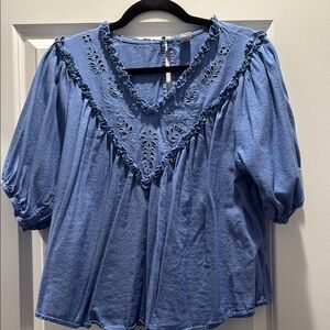 Blue Eyelet Women's Top